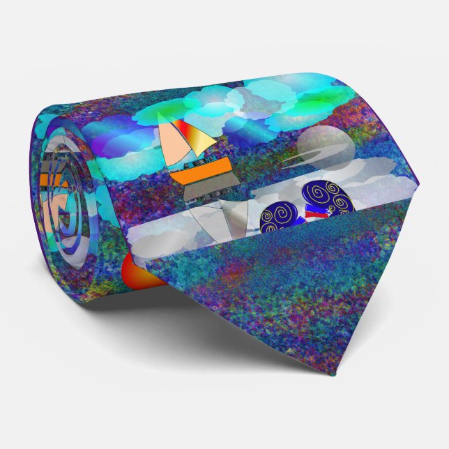 Gravata Nefrologista Artsy Sailboat Única #40 (Rolled)