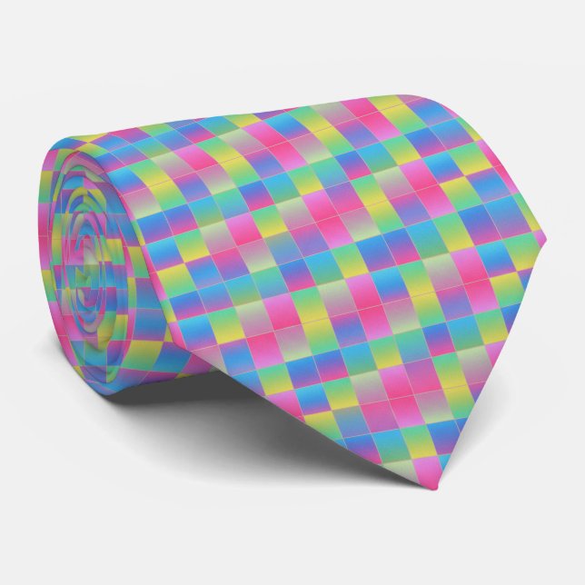 Gravata Neon Checkerboard Pattern (Rolled)