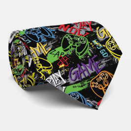 Gravata Neon Graffiti Gaming Pattern