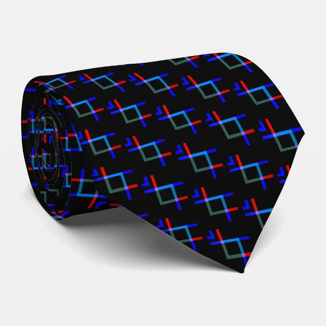Gravata Neon Lines Blue Black Red Patterno (Rolled)
