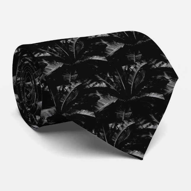 Gravata Nest Fern Necktie - Preto (Rolled)