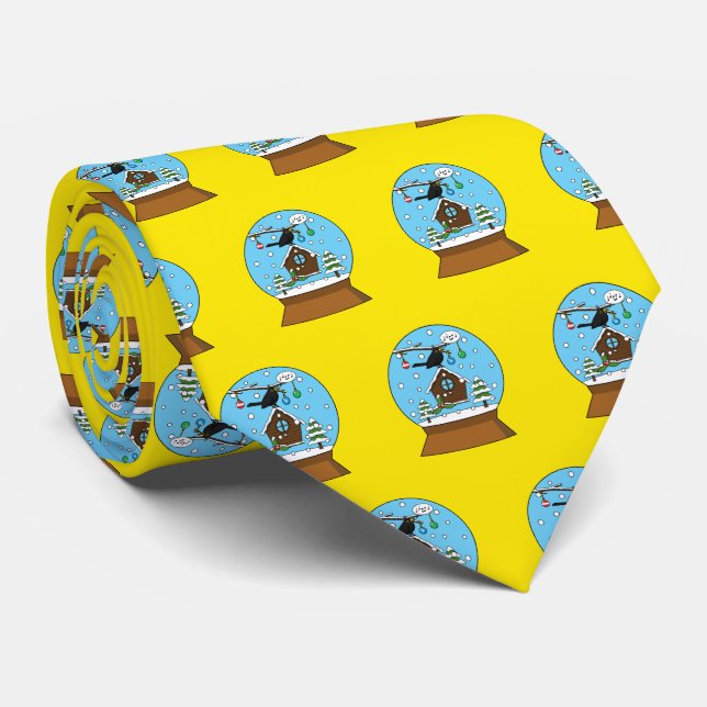 Gravata Neve Globe com Blackbird Singing (Rolled)