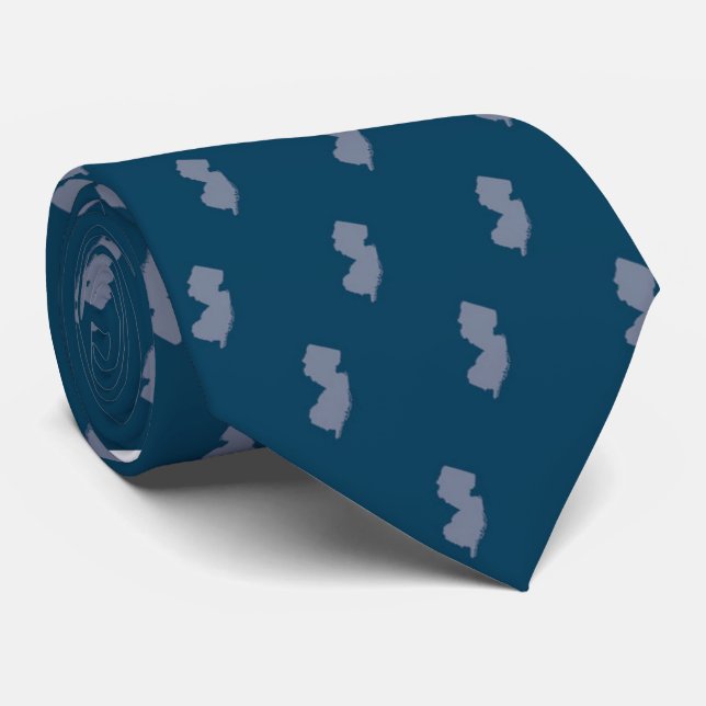 Gravata New Jersey State Tie Blue on Blue (Rolled)