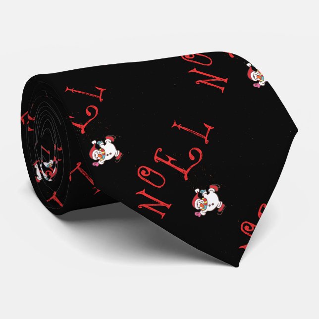 Gravata NOEL com boneco de neve de patinagem (Rolled)