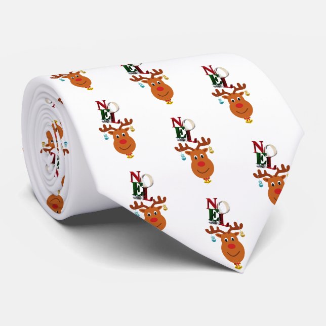 Gravata Noel Deer Bells Bauble Rudolf Snowflakes Natal (Rolled)
