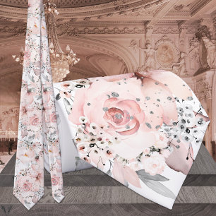 Gravata Noiva Branca Rosa Peônia Prata Folhagem Casamento