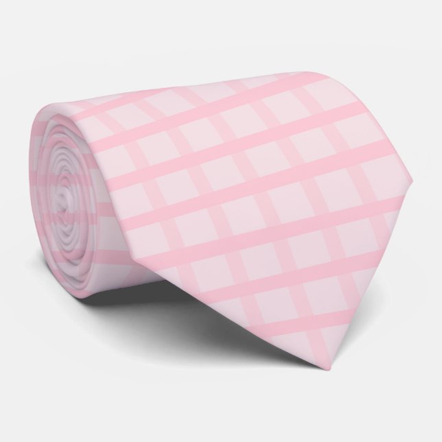 Gravata Noiva Corada E Rosa Chá Xadrez Estampado (Rolled)