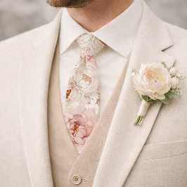 Gravata Noiva de Peônia em Aguarela Casamento Floral