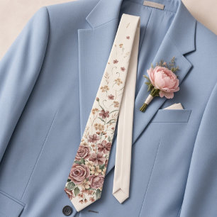 Gravata Noiva de Primavera Romântica Floral Rosa Empoeirad