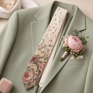 Gravata Noiva de Primavera Romântica Floral Rosa empoeirad
