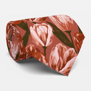 Gravata Noiva de Tulipa Impressão Vintage Casamento 