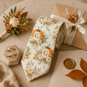 Gravata Noiva Floral Abóbora Monograma Personalizada Casam