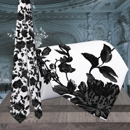 Gravata Noiva Floral Vinha Preto Branco Casamento