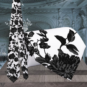 Gravata Noiva Floral Vinha Preto Branco Casamento