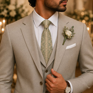 Gravata Noiva Verde Floral Jacquard Casamento