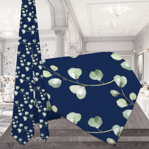 Gravata Noivado Verde Eucalipto Azul Marinho Casamento