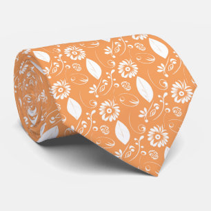 Gravata Noivas com Folhas de Laranja e Abstrato Floral