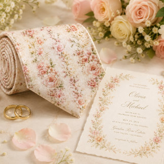 Gravata Noivo de Casamento de Jardim Floral Rosa Corado