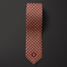 Gravata Noivo Mandala Burgundy e Bege