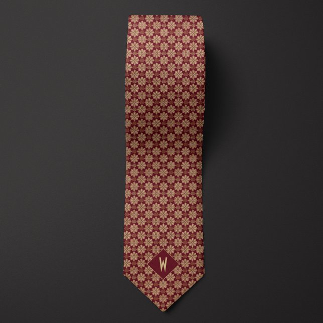 Gravata Noivo Mandala Burgundy e Bege (Criador carregado)