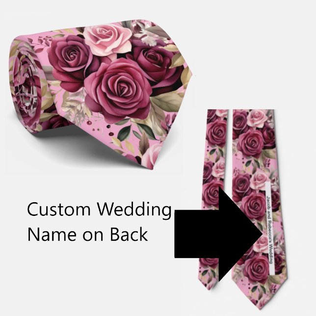 Gravata Nome de Casamento Personalizado no Verso da Gravat (Criador carregado)
