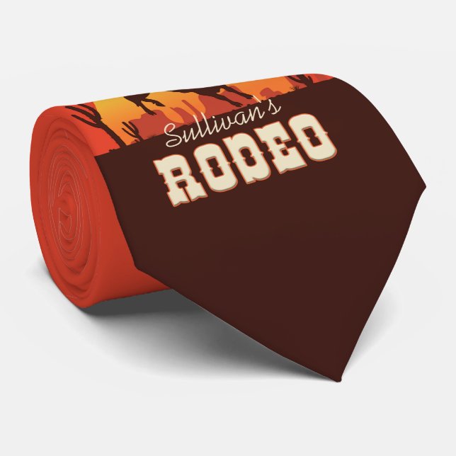 Gravata NOME Personalizado Bull - Bull - Rider Rodeo Ocide (Rolled)