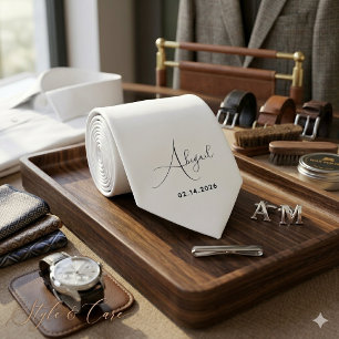Gravata Nome Personalizado e Data Moda Premium