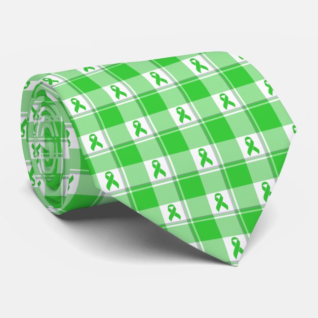 Gravata Non-Hodgkin's Lymphoma Awareness Plaid Green (Rolled)