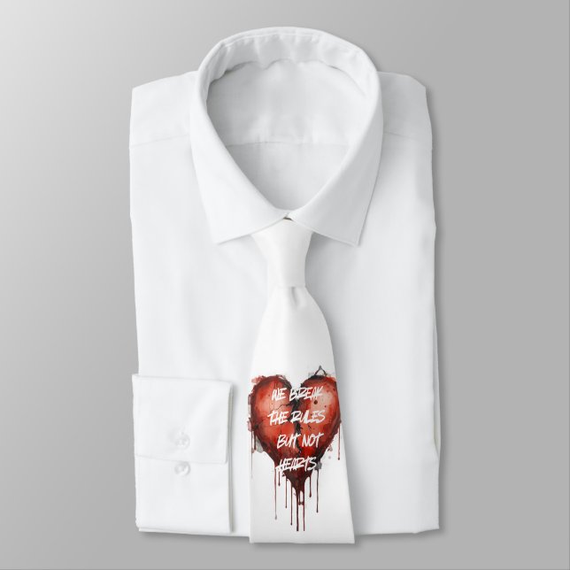 Gravata Nós quebramos as regras mas não o laço do coração (Amarrado)