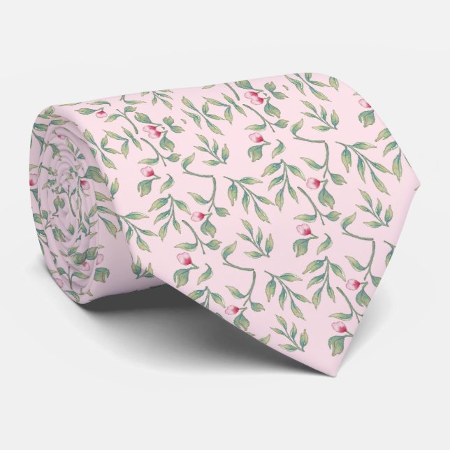 Gravata Nosegay Pink Wedk Keepsasak Tie (Rolled)
