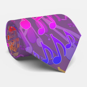 Gravata Notas Musicais Padrão Divertido Cores Cheerful
