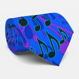 Gravata Notas Musicais Padrão Musical Azul Cores Frias