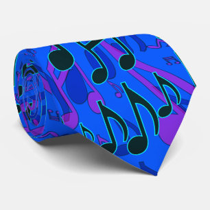 Gravata Notas Musicais Padrão Musical Azul Cores Frias