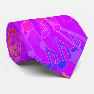 Gravata Notas Musicais Padrão Musical Roxo Cores Brilhante