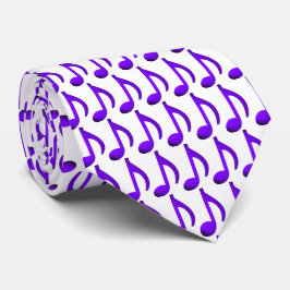 Gravata Notas Musicais Roxo Padrão Branco