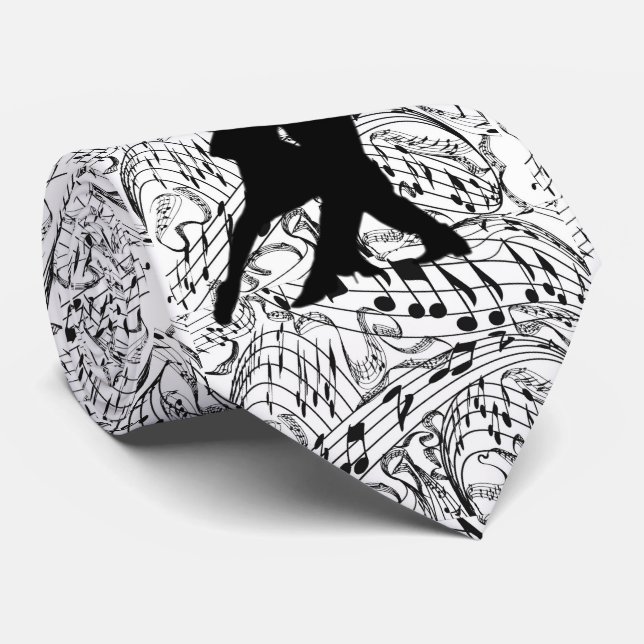 GRAVATA NOTAS PRETAS DA MÚSICA COM CASAL DA DANÇA (Rolled)