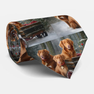 Gravata Nova Escócia Duck Toller Retriever Snowy Sleigh