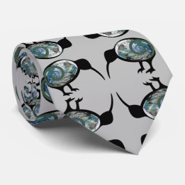 GRAVATA NOVA ZEALAND KIWI BIRD PRETA PAUA PATTERN NZ KORU