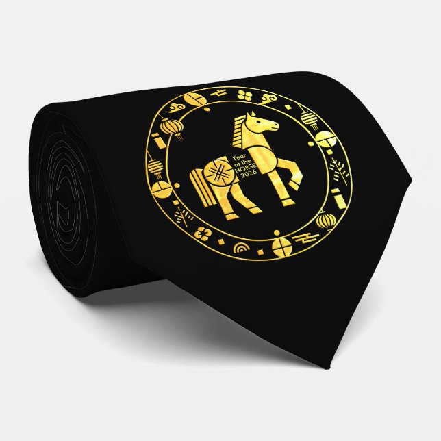 Gravata Novo ano chinês Dourado 2026 (Rolled)