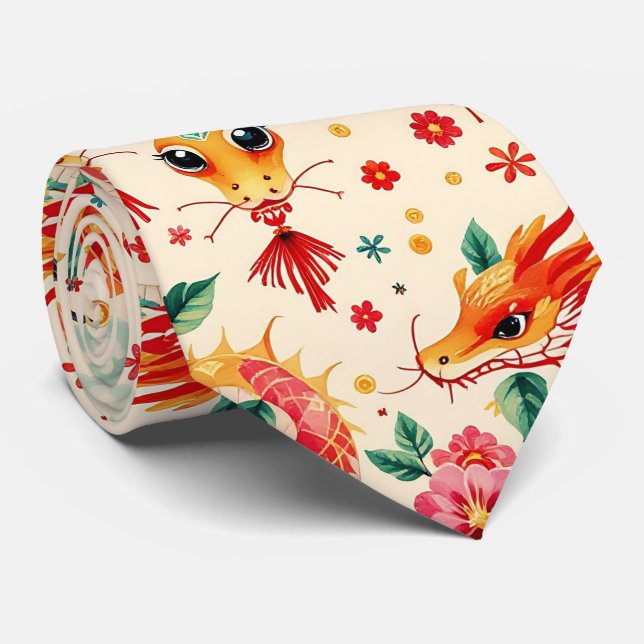 Gravata Novo ano do Serpent Dreams Chiness (Rolled)