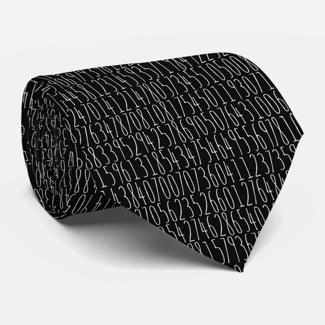 Gravata Números de pi Preto (Rolled)