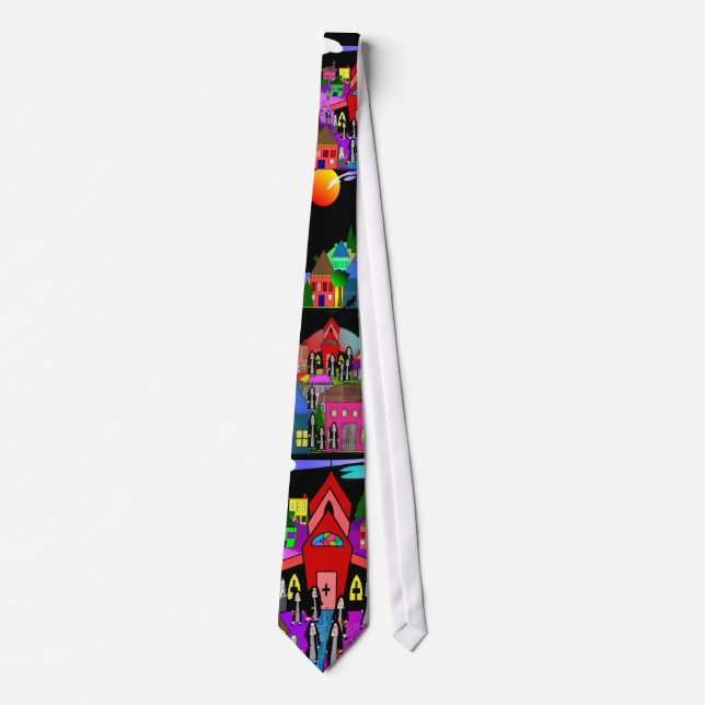 Gravata "Nuns Tie for Men Whimsical Village Nuns" (Frente)