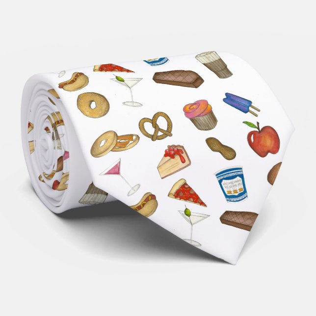 Gravata NYC Classic Comida Nova Iorque Foodie Tie (Rolled)
