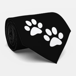 Gravata O branco ostenta impressões da pata da mascote no