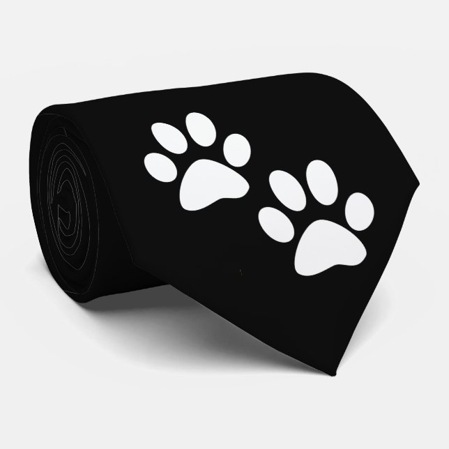 Gravata O branco ostenta impressões da pata da mascote no (Rolled)