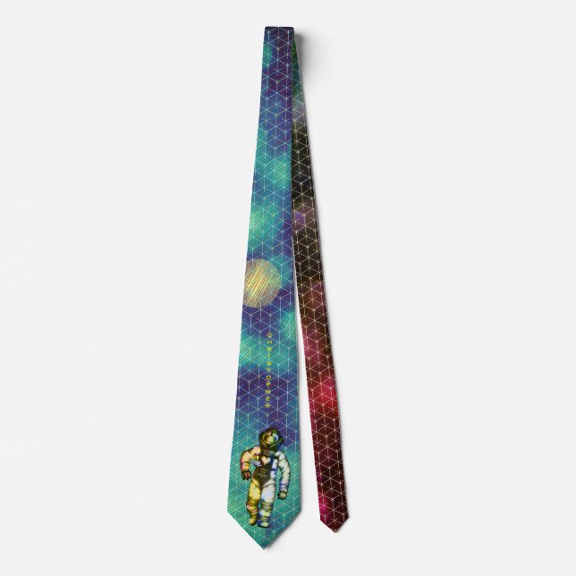 Gravata O Desenho Astronauta Veio aqui para o Espaço Legal (Frente)