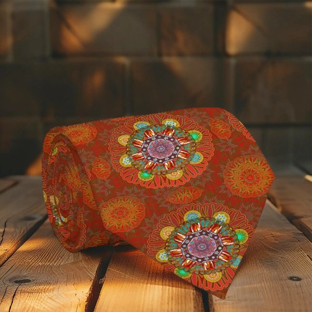 Gravata O Filtro Vermelho Floral do Pico Manipur Mandala (Criador carregado)