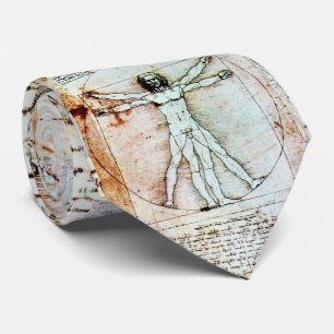 Gravata O HOMEM de VITRUVIAN, pergaminho antigo de Brown