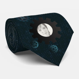 Gravata O metal azul alinha o laço da foto