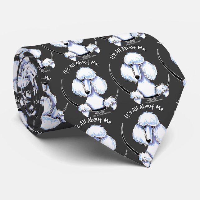 Gravata O Poodle Padrão Branco É Tudo Sobre Mim (Rolled)